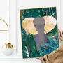 Elephant Jungle Leaves Tropical Art Print, thumbnail 1 of 3