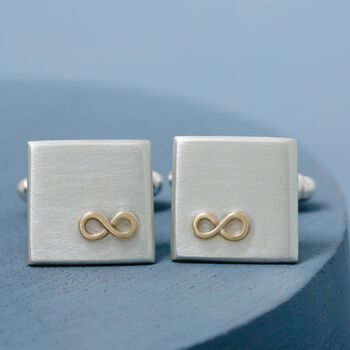 Personalised Wedding Cufflinks. Gold Infinity Symbol, 6 of 10