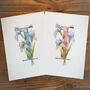 I Is For Iris Floral Letter Print, Personalised, thumbnail 4 of 8