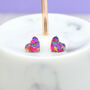 Mini Pink Festival Confetti Love Heart Earrings Studs, thumbnail 1 of 2