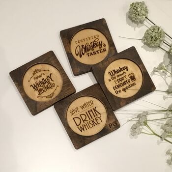 Whiskey Barrel Coasters, Bar Coasters Set Of Two, 2 of 6