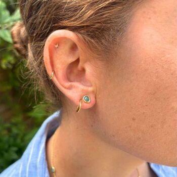 Emerald And Gold Vermeil Gemstone Stud Earrings, 2 of 4