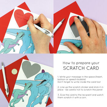 Heart Dinosaur Valentine's Day Scratch Card, 8 of 8