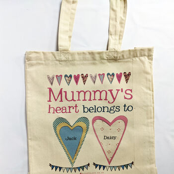 Personalised Mummy's Heart Canvas Bag, 4 of 6
