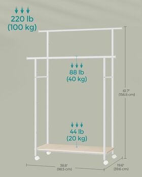 Clothes Rail Portable Double Clothes Rack Storage Shelf, 11 of 12