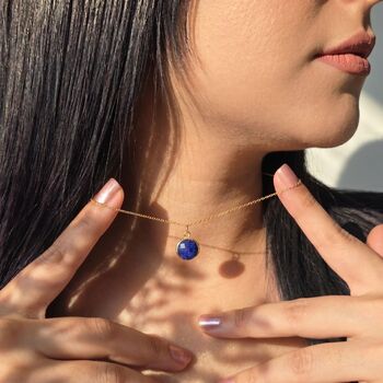 18ct Gold Vermeil Plated Blue Sapphire Necklace, 4 of 4