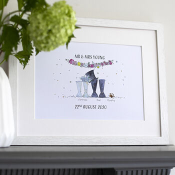 Personalised Wedding Welly Boot Family Print, 2 of 7