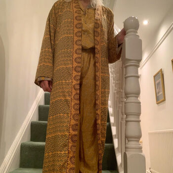 Upcycled Indian Silk Dressing Gown Nature, 3 of 3