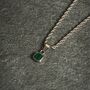 Silver Mini Malachite Gemstone Pendant Necklace For Men, thumbnail 2 of 8