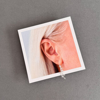 Love Grows Here Sterling Silver Leaf Drop Earrings, 8 of 12