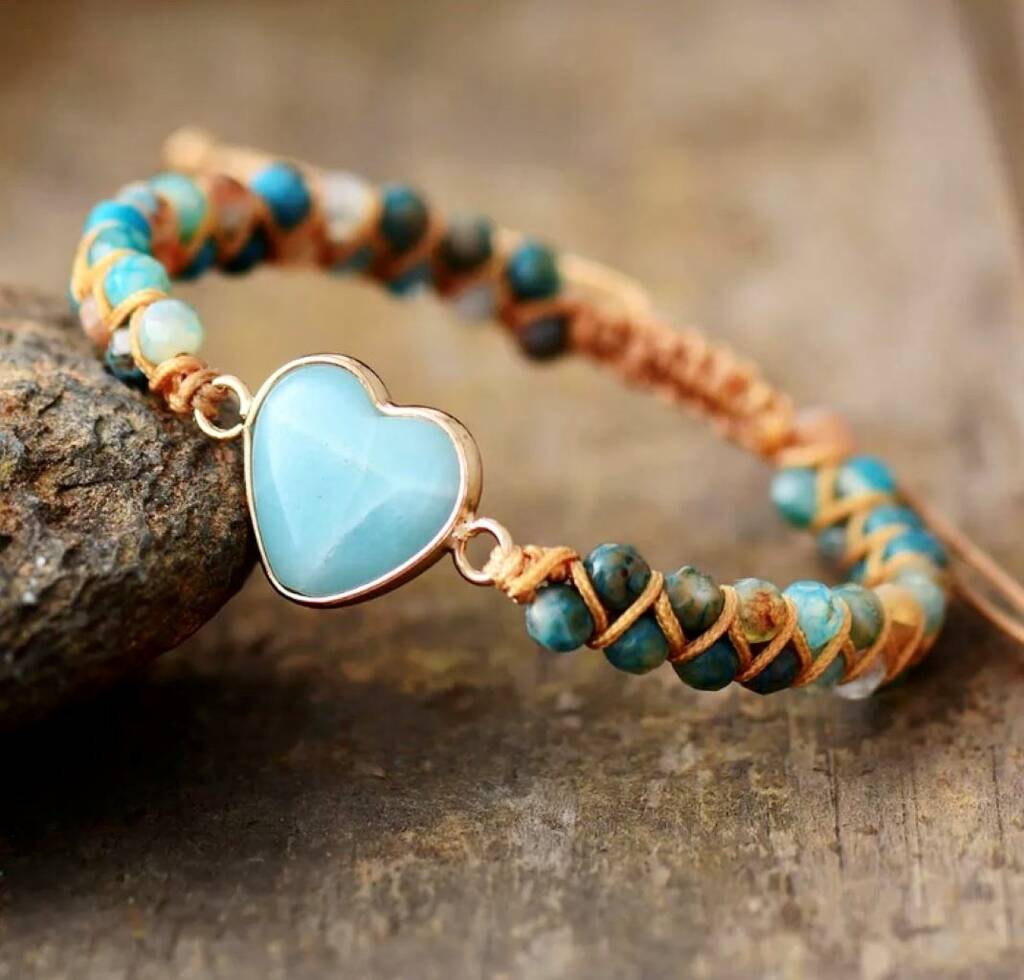 Natural Amazonite And Onyx Love Heart Stone Bracelet By Collections By Hayley Notonthehighstreet Com