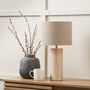 Costal Muted Tones Limestone Cylinder Table Lamp, thumbnail 1 of 9