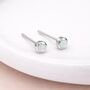 Sterling Silver White Opal Micro Stud Earrings – 4mm, thumbnail 1 of 9