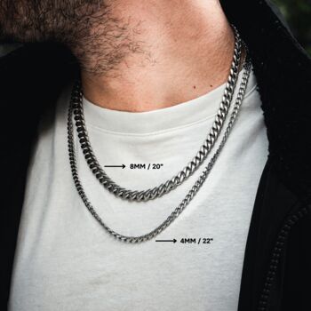Men's Silver Matte Cuban Chain Stainless Steel Necklace 4mm, 12 of 12