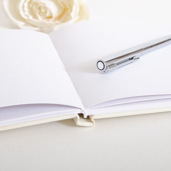 Personalised Wedding Linen Guest Book Script Modern, 6 of 7