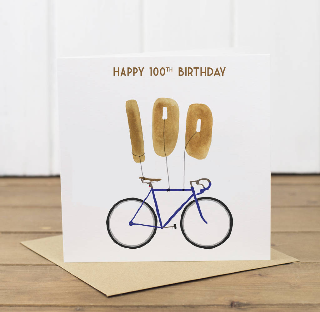 Image of 100th Birthday Bike With Balloons Card