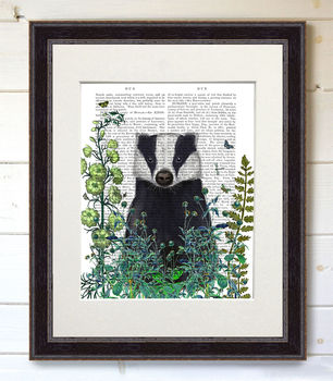 Badger In The Garden, Book Print, Framed Or Unframed, 2 of 7