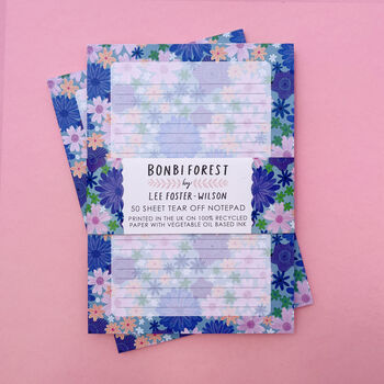 Lush Flowers Recycled A5 Notepad / Desk Pad Blue, 2 of 5