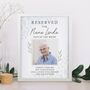 Personalised 'Reserved For' Memorial Photo Wedding Seat Sign White Frame, thumbnail 2 of 4