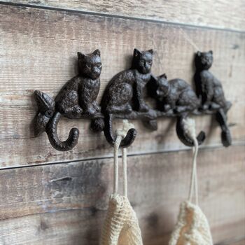 Cute Clowder Of Cats Wall Coat Hook Pair, 3 of 6