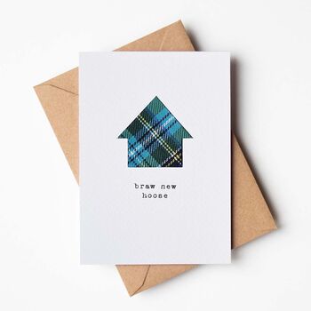 'Braw New Hoose' Scottish New Home Card Real Tartan, 6 of 6