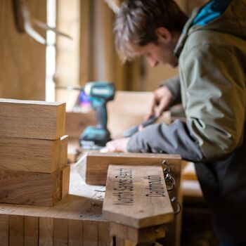 Engraved Oak Farmhouse Style Shelves, Made To Length, 10 of 10