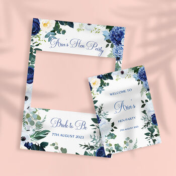 Blue Floral Hen Party Sign And Photobooth Frame, 3 of 4