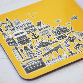 Brighton Yellow Illustrated Coaster, 2 of 4
