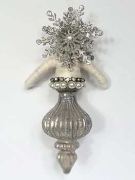 Retro Inspired Silver Angel Christmas Droplet, 5 of 6