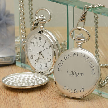 Personalised Meet Me At The Altar Wedding Pocket Watch, 2 of 6