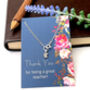 Thank You Teacher Tiny Crescent Moon Serling Silver Bracelet, thumbnail 4 of 10