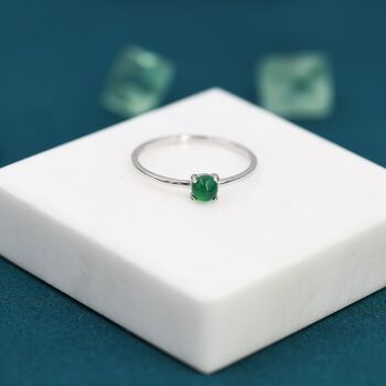 Genuine Green Onyx Ring In Sterling Silver, 4 of 9