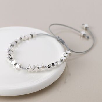 Silver Plated Stars Grey Cord Cracelet, 2 of 3