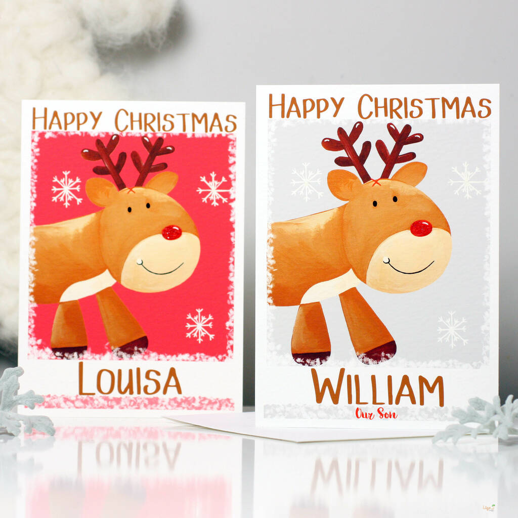 Personalised Reindeer Christmas Card, 1 of 8