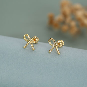 Sterling Silver Braided Bow 18 G Screw Back Earrings With Ball Backs, 4 of 10