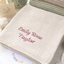 Personalised Sage Green Baby Blanket – Mini Stripe Design, thumbnail 5 of 12