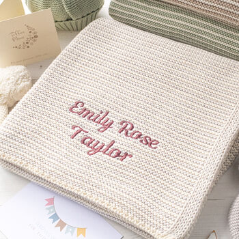 Personalised Sage Green Baby Blanket – Mini Stripe Design, 5 of 12