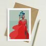 Woman In Rose Blank Greetings Card, thumbnail 1 of 3