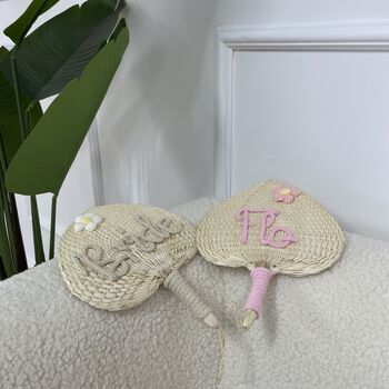 Personalised Handheld Flower Straw Fan, 2 of 3