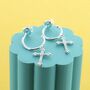 Zircon Cross Hoop Earrings, thumbnail 1 of 2