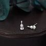 Tiny Violin Stud Earrings In Sterling Silver, thumbnail 2 of 11