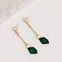 Emerald Green Crystal Stone Drop Earrings, thumbnail 2 of 3