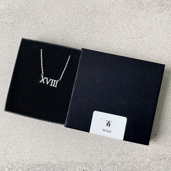 18th Birthday Gift. Silver Roman Numerals Necklace, 4 of 5