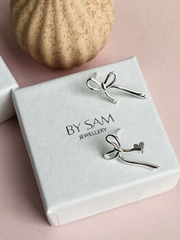 Silver And Gold Bow Bridesmaid Earrings, 2 of 12