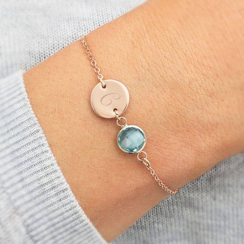 Personalized Photo/Name/Birthstone Bracelet – Custom Cuff Or Chain For Women