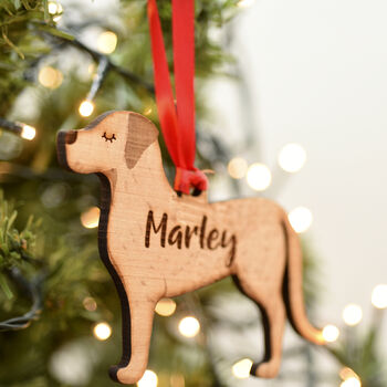 Personalised Wooden Labrador Dog Decoration Christmas, 4 of 5