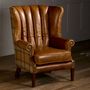Vintage Italian Leather Fluted Wing Armchair, thumbnail 2 of 7