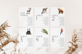 Safari Animal Wedding Table Plan Cards, 3 of 8