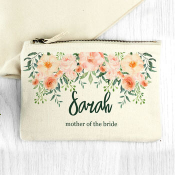 Personalised Floral Cotton Canvas Makeup Bag, 2 of 8