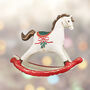 Festive Red And Green Foil Rocking Horse Balloon, thumbnail 4 of 5